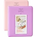Zenko 2-Pack 64-Pockets Photo Album for Fujifilm Instax Mini 11 Mini12 7s 8 8+ 9 25 50s 70 90, 5 x 7.6 cm Mini Photo Album Compatible with Camera, Photo Book, Name Card Holder (Purple &amp; Pink)