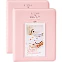 Zenko 2-Pack 64-Pockets Photo Album for Fujifilm Instax Mini 11 Mini12 7s 8 8+ 9 25 50s 70 90, 5 x 7.6 cm Mini Photo Album Compatible with Camera, Photo Book, Name Card Holder (Pink)