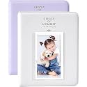 Zenko 2-Pack 64-Pockets Photo Album for Fujifilm Instax Mini 12 Mini Mini 11 7s 8 8+ 9 25 50s 70 90, 5 x 7.6 cm Mini Photo Album Compatible with Instant Camera, Photo Book, Name Card Holder (Lavender and White)
