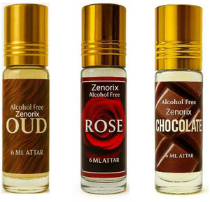 zenorix chocolate rose  gulab and oud attar perfume oil for men  women floral attar