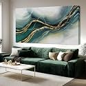 ZENPEE Gold and Green Modern Wall Art, Simple Abstract Canvas Prints, Wall Hangings &amp; Posters for Living Room, Office &amp; Hallway, 29" x 58"