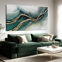 ZENPEE Gold Home Decor, Canvas Wall Art, Green Large Abstract Art for Living Room, Office, Bedroom &amp; Dining Room, 24" x 48"