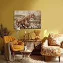 ZENPEE Horse Canvas Wall Art for Farmhouse Decor, Neutral Brown/Beige Equestrian Picture with Wildflower Meadow, Animal Artwork for Living Room Bedroom Office, Ready to Hang, 24 x 36 Inches