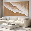 ZENPEE Large Abstract Wall Art, Brown Modern Wall Decor, Beach Canvas Wall Art for Living Room or Office, Room Posters, 29" x 58"
