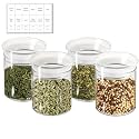 ZENS 10oz Glass Jars with Airtight Lid, 4 Pack Glass Kitchen Canisters Set for Spice, Loose Tea, Small Clear Glass Storage Jars with Labels for Herbs, Sugar