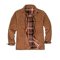 ZENTHACE Men's Full Flannel Lined Shirt Jacket, Heavy Washed Rugged Cotton