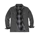 ZENTHACE Men's Full Flannel Lined Shirt Jacket, Heavy Washed Rugged Cotton