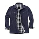 ZENTHACE Men's Full Flannel Lined Shirt Jacket, Heavy Washed Rugged Cotton