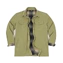 ZENTHACE Men's Full Flannel Lined Shirt Jacket, Heavy Washed Rugged Cotton
