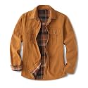 ZENTHACE Men's Full Flannel Lined Shirt Jacket, Heavy Washed Rugged Cotton