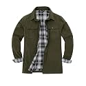 ZENTHACE Men's Full Flannel Lined Shirt Jacket, Heavy Washed Rugged Cotton