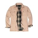 ZENTHACE Men's Full Flannel Lined Shirt Jacket, Heavy Washed Rugged Cotton