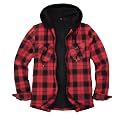 ZENTHACE Mens Sherpa Lined Flannel Shirt Jacket with Hood,Full Zip