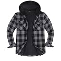 ZENTHACE Mens Sherpa Lined Flannel Shirt Jacket with Hood,Full Zip