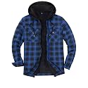 ZENTHACE Mens Sherpa Lined Flannel Shirt Jacket with Hood,Full Zip