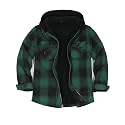 ZENTHACE Mens Sherpa Lined Flannel Shirt Jacket with Hood,Full Zip