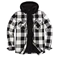 ZENTHACE Mens Sherpa Lined Flannel Shirt Jacket with Hood,Full Zip