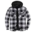 ZENTHACE Mens Sherpa Lined Flannel Shirt Jacket with Hood,Full Zip
