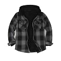 ZENTHACE Mens Sherpa Lined Flannel Shirt Jacket with Hood,Full Zip