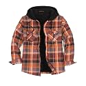 ZENTHACE Mens Sherpa Lined Flannel Shirt Jacket with Hood,Full Zip