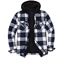 ZENTHACE Mens Sherpa Lined Flannel Shirt Jacket with Hood,Full Zip