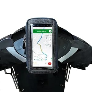 universal mobile holder for activa all scooters water resistant mobile pouchholderstandmount black 7 inch pack of 1