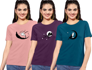 ZentWorld Pack of 3 Women Printed Round