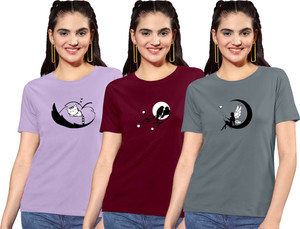ZentWorld Pack of 3 Women Printed Round