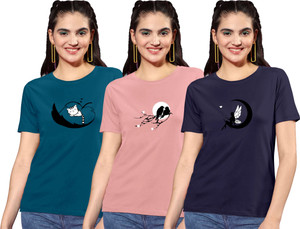ZentWorld Pack of 3 Women Printed Round