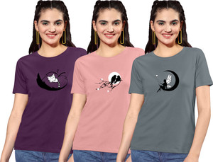 ZentWorld Pack of 3 Women Printed Round