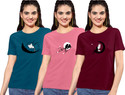 ZentWorld Pack of 3 Women Printed Round
