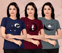 ZentWorld Printed Women Round Neck Multicolor T-Shirt
