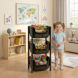 ZENVEXYO Plastic Shoe Stand black 3 Shelves