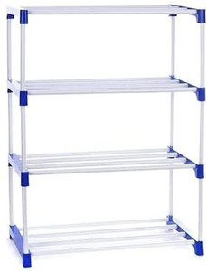 zenvexyo portable space saving 4 layer plastic book shelf plastic open book shelf finish color - blue diydo-it-yourself