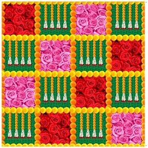 zeonely mart vinayaka pooja backdrops cloths  pooja backdrops  puja backdrop decoration cloth size 8 x 5 ft pink colour  flowers backdrop cloth for decoration