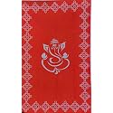 Zeonely Mart Ganesh Backdrop Cloth for All Festivals, Red Ganesh Backdrop Cloth for Decorations Cloth Pooja Size (8 x 5) feet (Cloth 6) pongal Decoration Backdrop