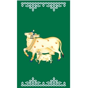 zeonely mart gomatha backdrop for decoration green cloth cow gomaatha backdrops for home decoration traditional backdrop decorations cloths house warming functions cloth size  8 x 5 feet