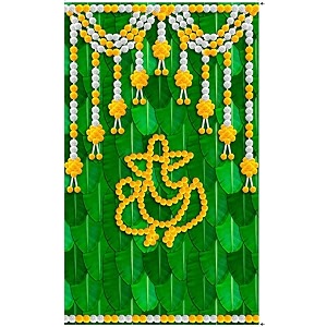 zeonely mart talambralu ganesh ji backdrop clothsize 8 ft lenth  5 ft widthcloth13 ganesh decoration backdrop  backdrop cloth for decoration  vinayaka chavithi backdrop