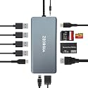 ZEORGIA Type C Multiport Adapter with 4K HDMI, 100W PD, 10Gbps USB-C, Ethernet, VGA, USB 3.2, SD/TF Card Reader &amp; Audio for USB-C Devices