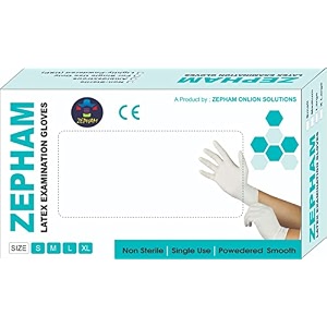 latex examination disposable powdered non-sterile hand gloves white- 30 pieces medium