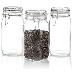 1500ml transparent round amp square mason glass jar with clip lid airtight reusable ideal for storing cookies pasta sugar beans spices nuts coffee and dry food