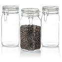 1500ml Transparent Round &amp; Square Mason Glass Jar With Clip Lid Airtight Reusable Ideal for Storing Cookies, Pasta, Sugar, Beans, Spices, Nuts, Coffee, and Dry Food