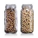1500ml Transparent Round &amp; Square Mason Glass Jar With Clip Lid Airtight Reusable Ideal for Storing Cookies, Pasta, Sugar, Beans, Spices, Nuts, Coffee, and Dry Food