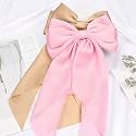 Big Satin Layered Hair Bows for Women Girls 11 Inch Barrette Hair Clip Long Black Ribbon Bows French Style Hair Accessories (Pink)