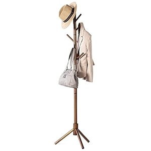 sturdy coat rack with hooks free standing wooden coat purse entryway coat hanger stand easy assembly hallway entryway room home office for jackets hats bags umbrella walnut 92-2