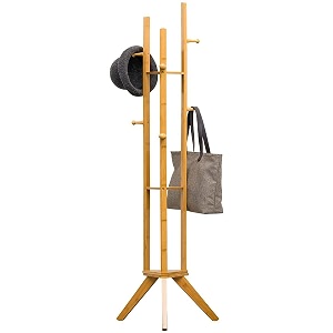 sturdy coat rack with hooks free standing wooden coat purse entryway coat hanger stand easy assembly hallway entryway room home office for jackets hats bags umbrella beige 92-6