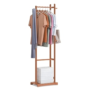 sturdy coat rack with hooks free standing wooden coat purse entryway hanger stand easy assembly hallway room home office for jackets hats bags umbrella walnut 92-410 x 5 cm