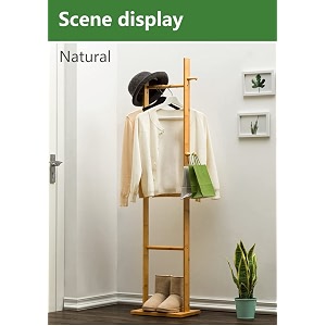 sturdy coat rack with hooks free standing wooden coat purse entryway coat hanger stand easy assembly hallway entryway room home office for jackets hats bags umbrella beige 92-3