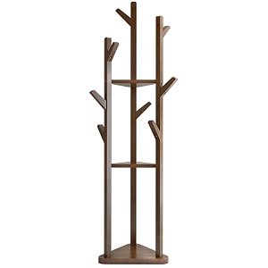 sturdy coat rack with hooks free standing wooden coat purse entryway coat hanger stand easy assembly hallway entryway room home office for jackets hats bags umbrella walnut 92-5