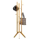 Sturdy Coat Rack with Hooks, Free Standing Wooden Coat, Purse, Entryway Coat Hanger Stand, Easy Assembly Hallway Entryway Room Home Office, for Jackets Hats Bags Umbrella (Beige, 92-6)